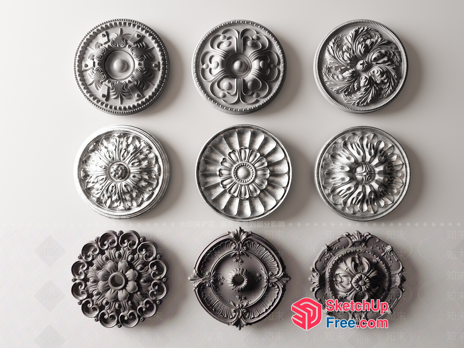 Intricate Floral Ceiling Decorations 3D SketchUp File