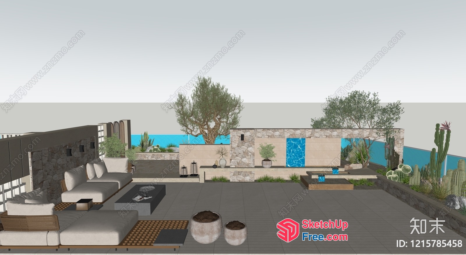 Modern Desert Oasis Exterior Design 3D SketchUp File