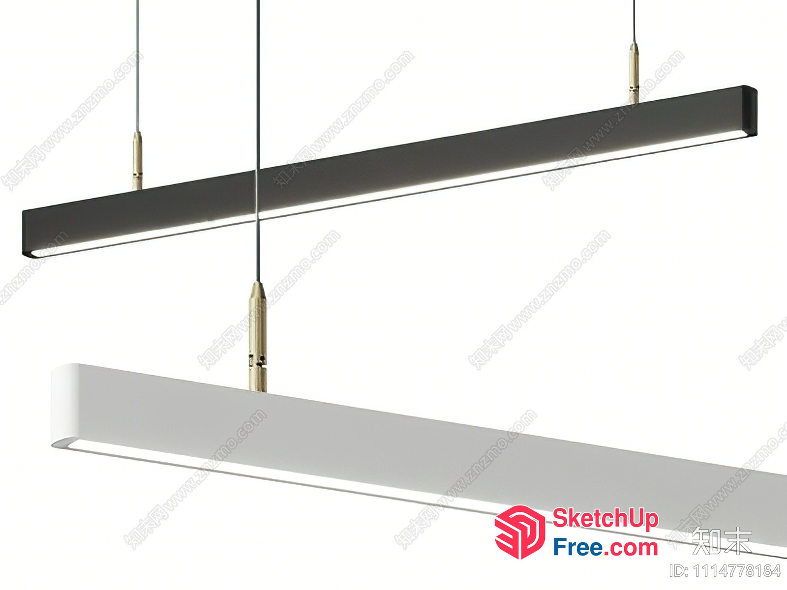 Suspended Linear Led Light Fixtures 3D SketchUp File