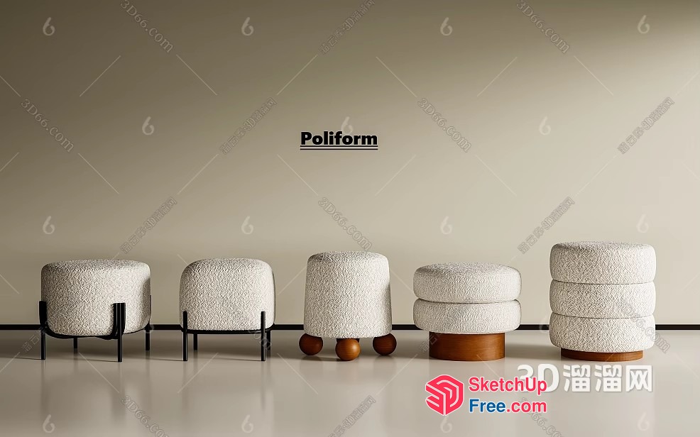 Modern Creamy Style Furniture Set 3D SketchUp File
