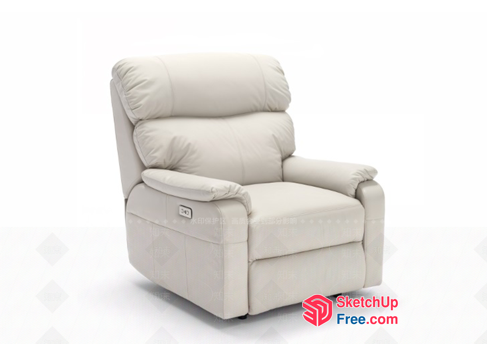 Comfortable White Leather Reclining Chair 3D SketchUp File