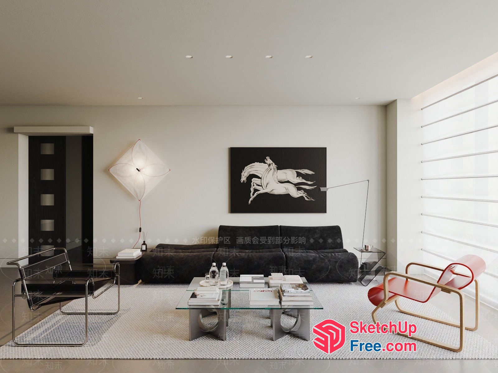 Modern Minimalist Living Room With Sleek Furniture And Artwork 3D SketchUp File