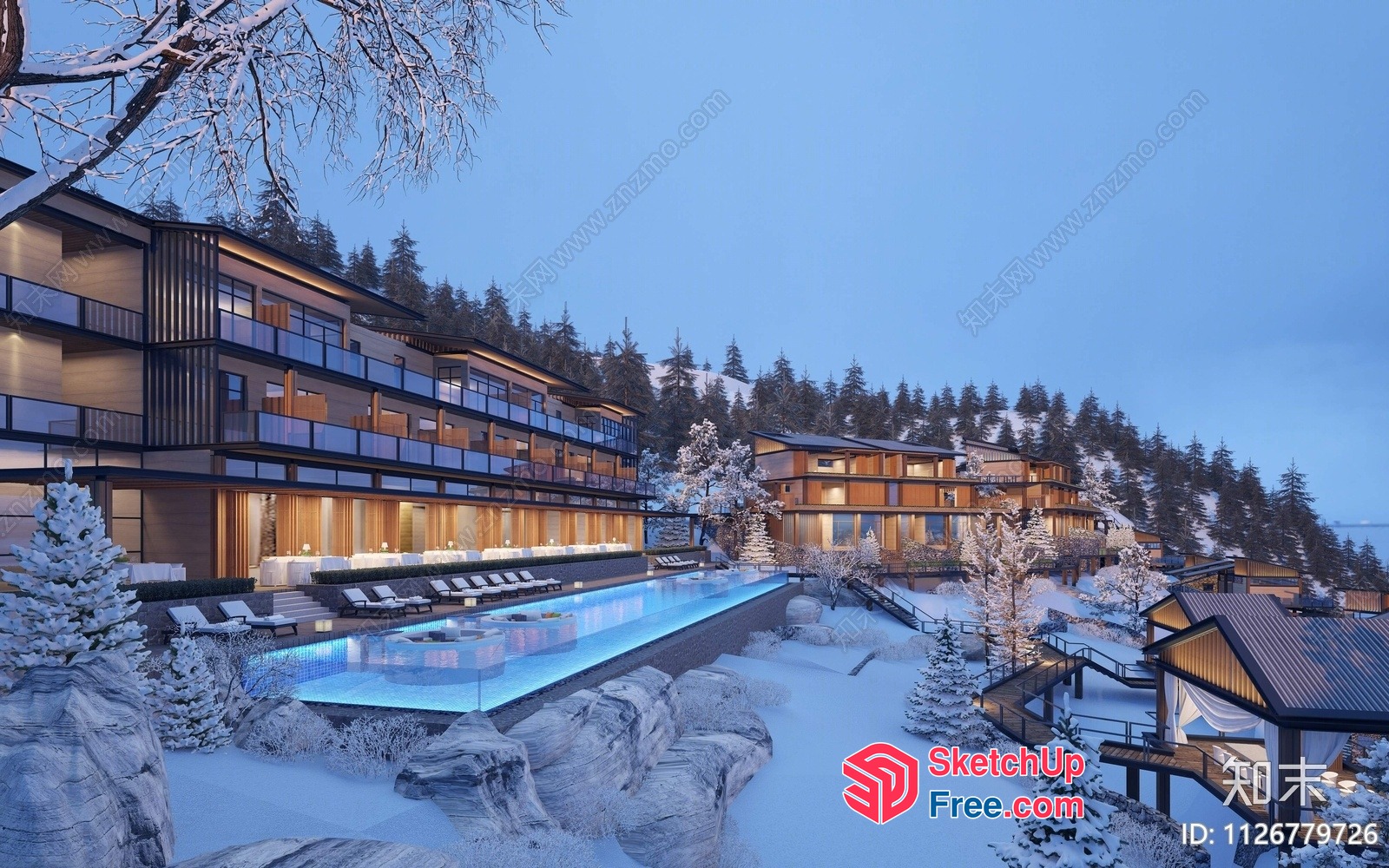 Luxury Winter Resort Hotel 3D SketchUp File