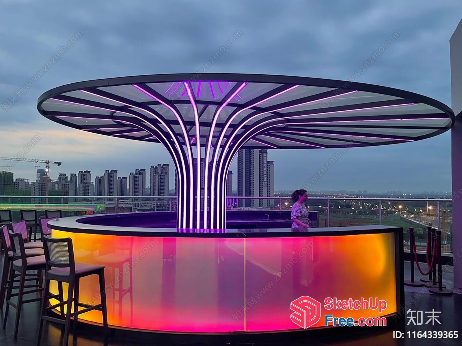 Colorful Modern Rooftop Bar With Unique Design 3D SketchUp File