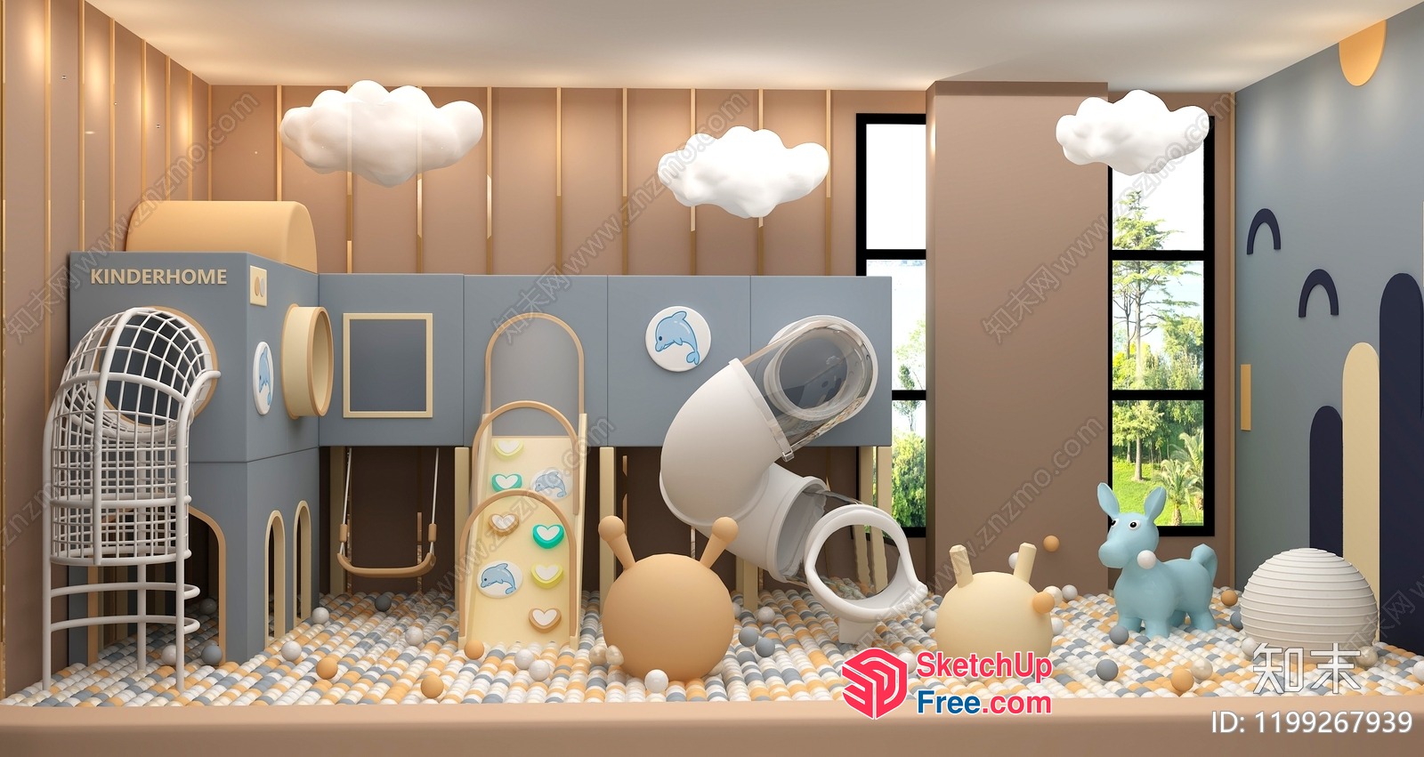 Modern Kinderhome Playground Interior 3D SketchUp File