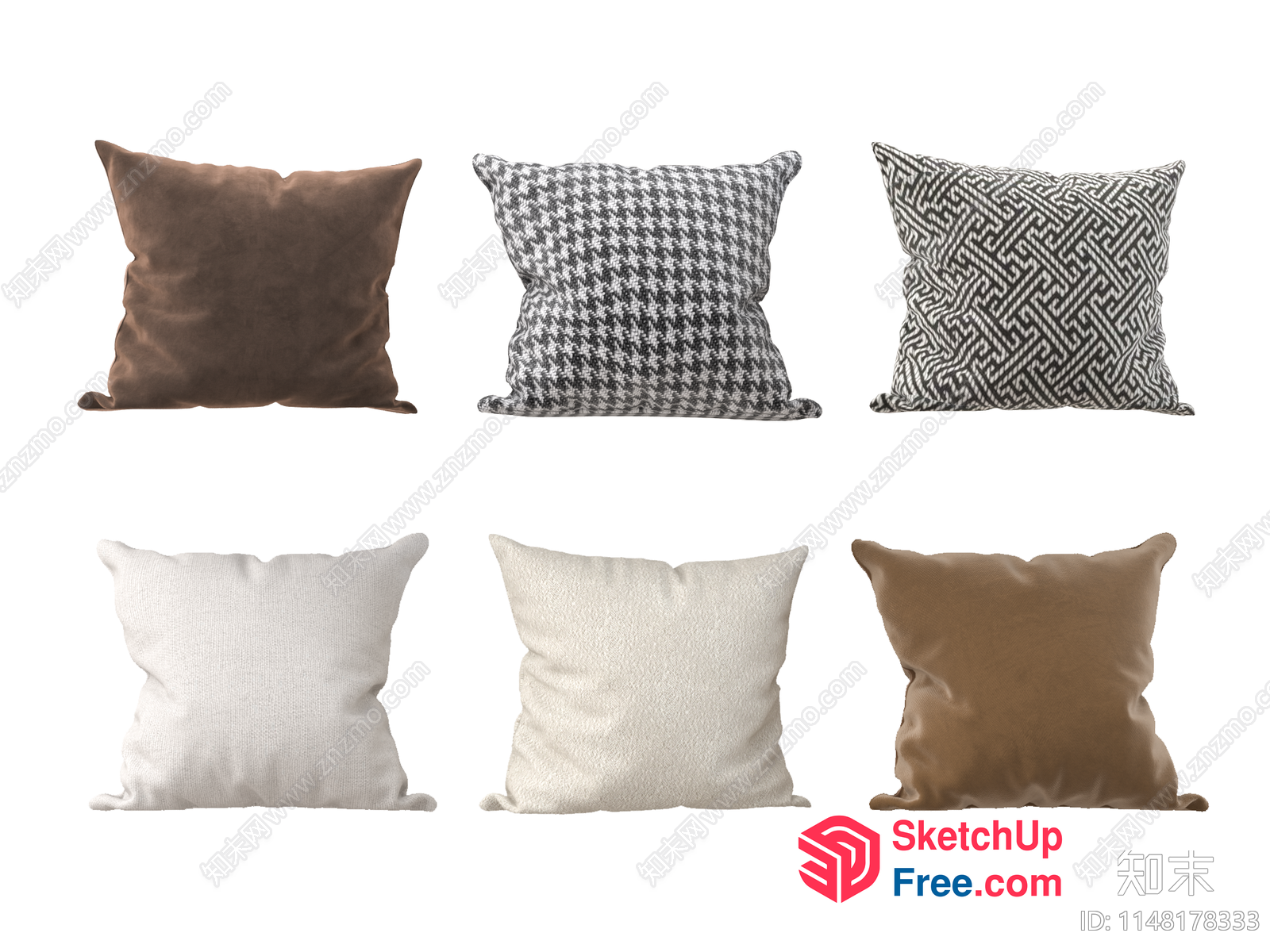 Decorative Pillows In Neutral And Bold Patterns 3D SketchUp File