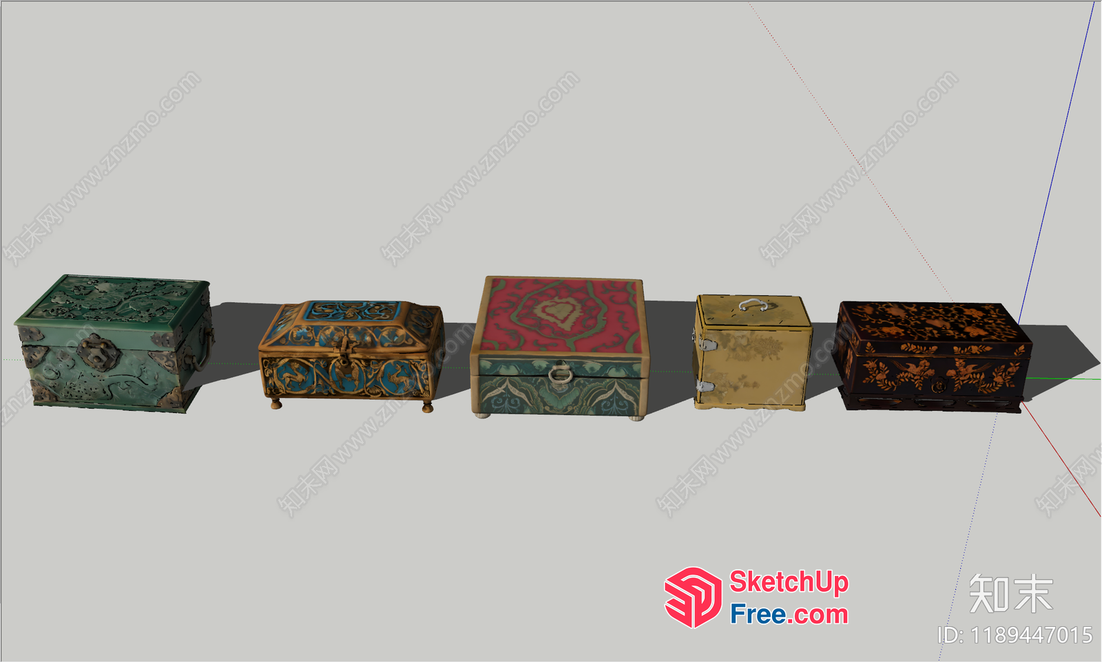Ornate Decorative Boxes In Various Styles 3D SketchUp File