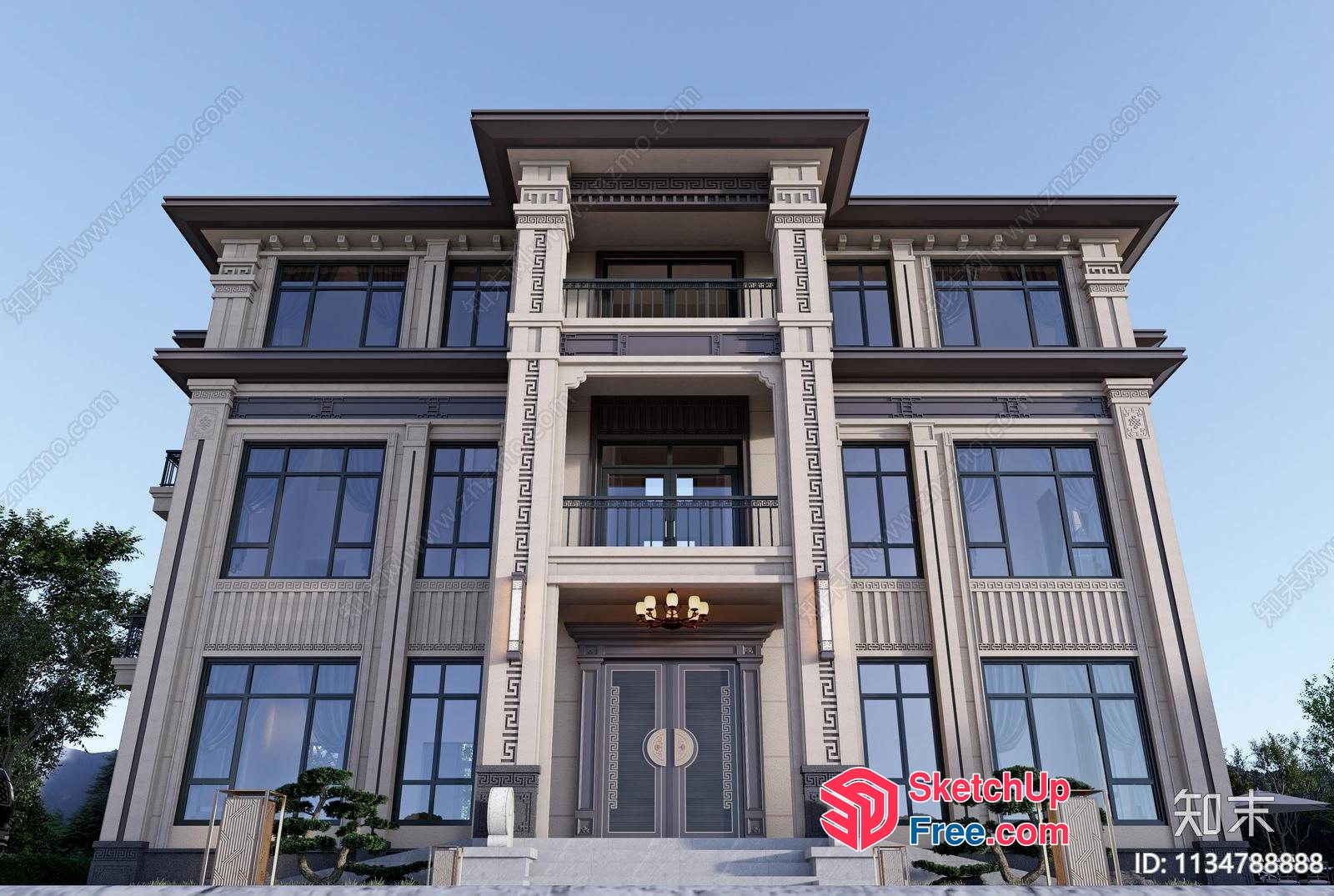 Luxurious Modern Mansion Exterior 3D SketchUp File