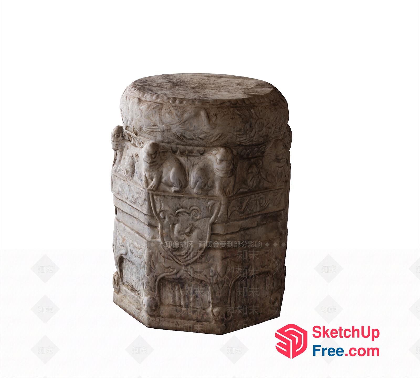 Ornate Stone Pillar With Intricate Carvings 3D SketchUp File
