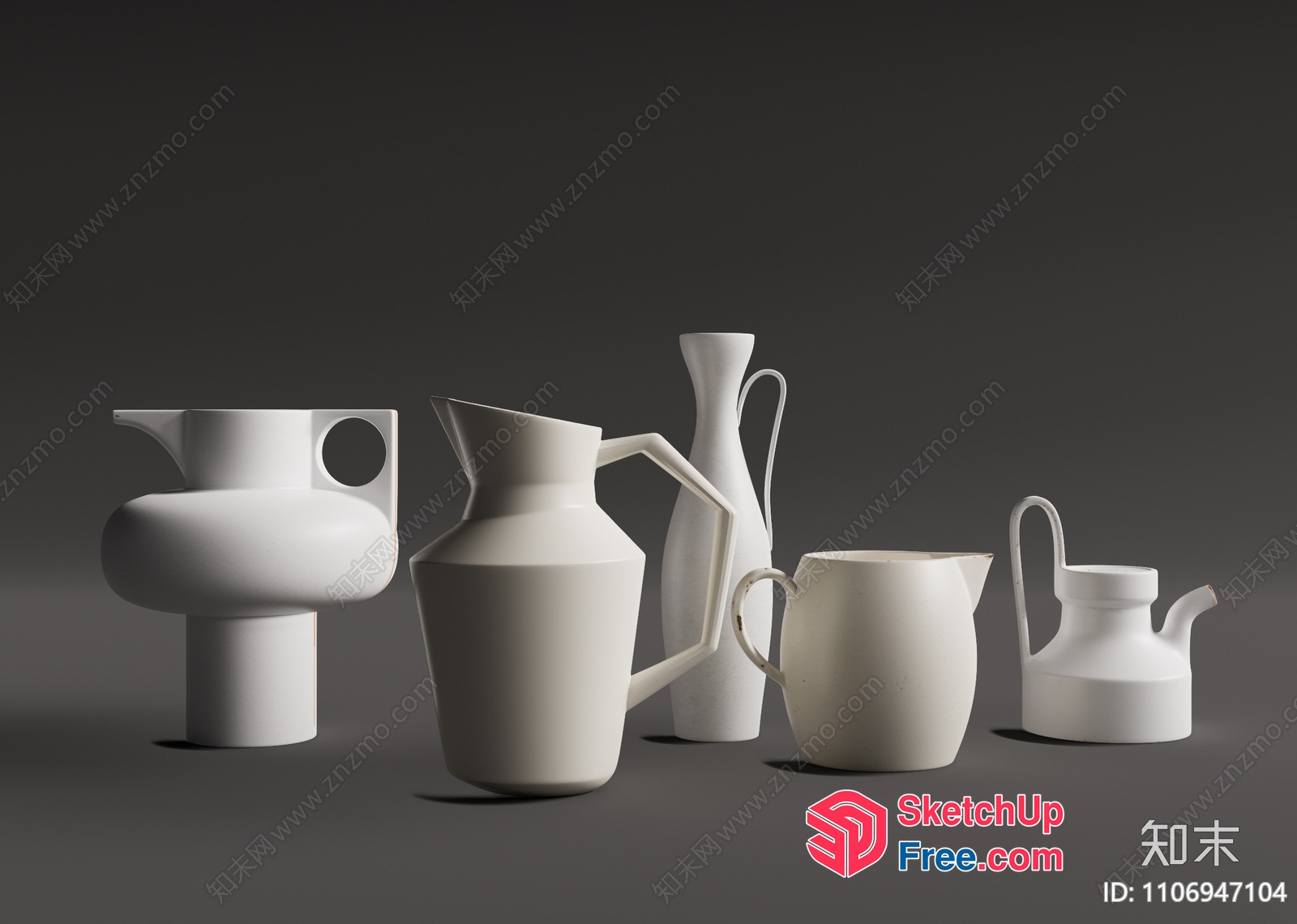 White Ceramic Vases And Jugs Collection 3D SketchUp File
