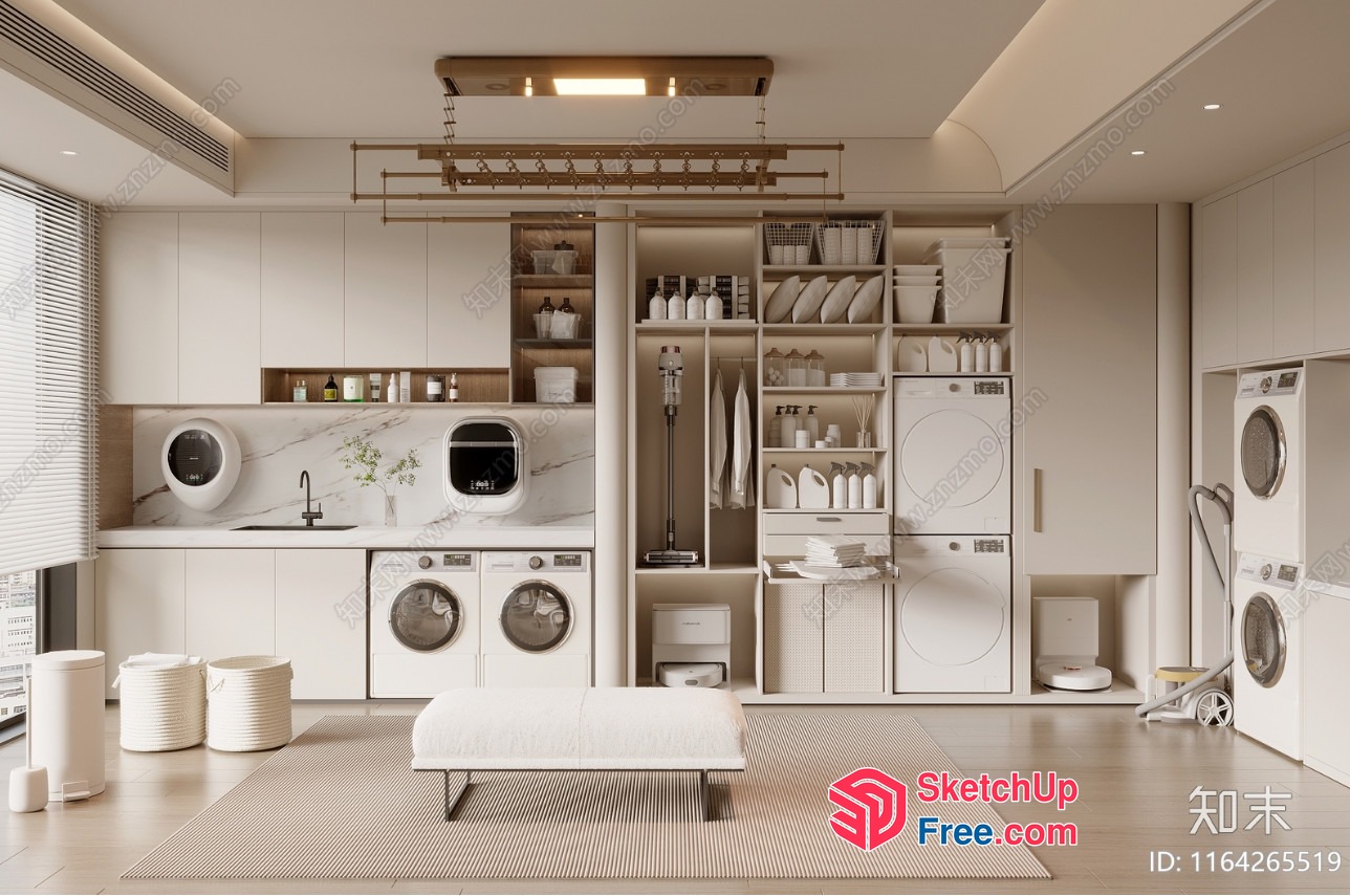 Modern Minimalist Laundry Room 3D SketchUp File