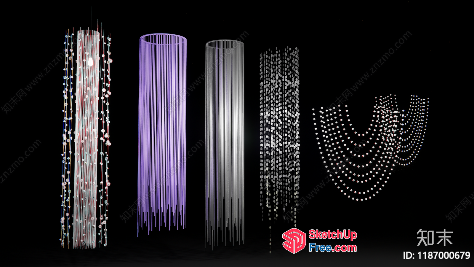 Crystal Chandelier Column Decorations 3D SketchUp File