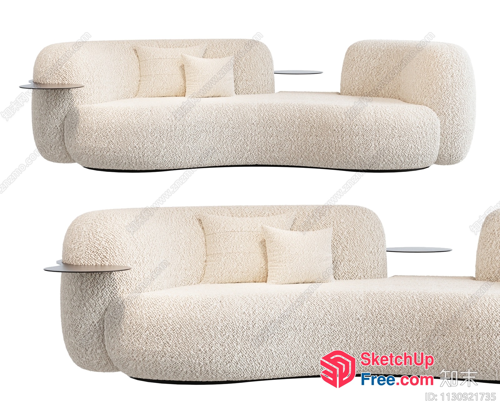 Curved Sofa With Side Tables 3D SketchUp File