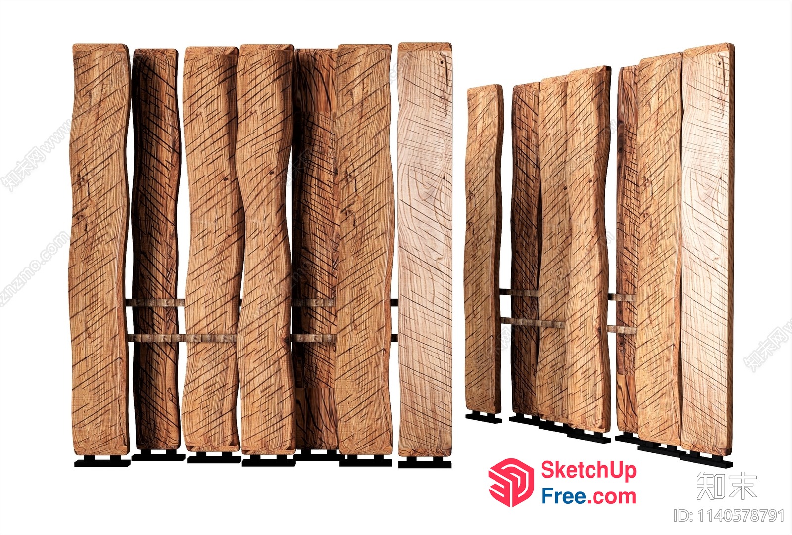Rustic Wooden Partition Screen 3D SketchUp File