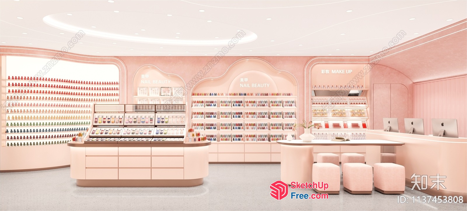 Elegant And Modern Nail Beauty Store Interior 3D SketchUp File