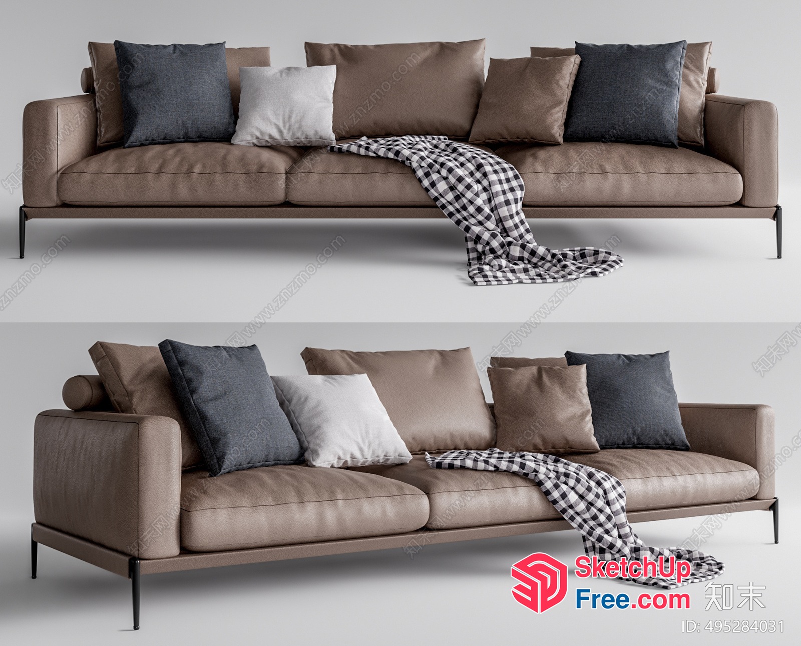 Modern Sofa With Pillows And Blanket 3D SketchUp File
