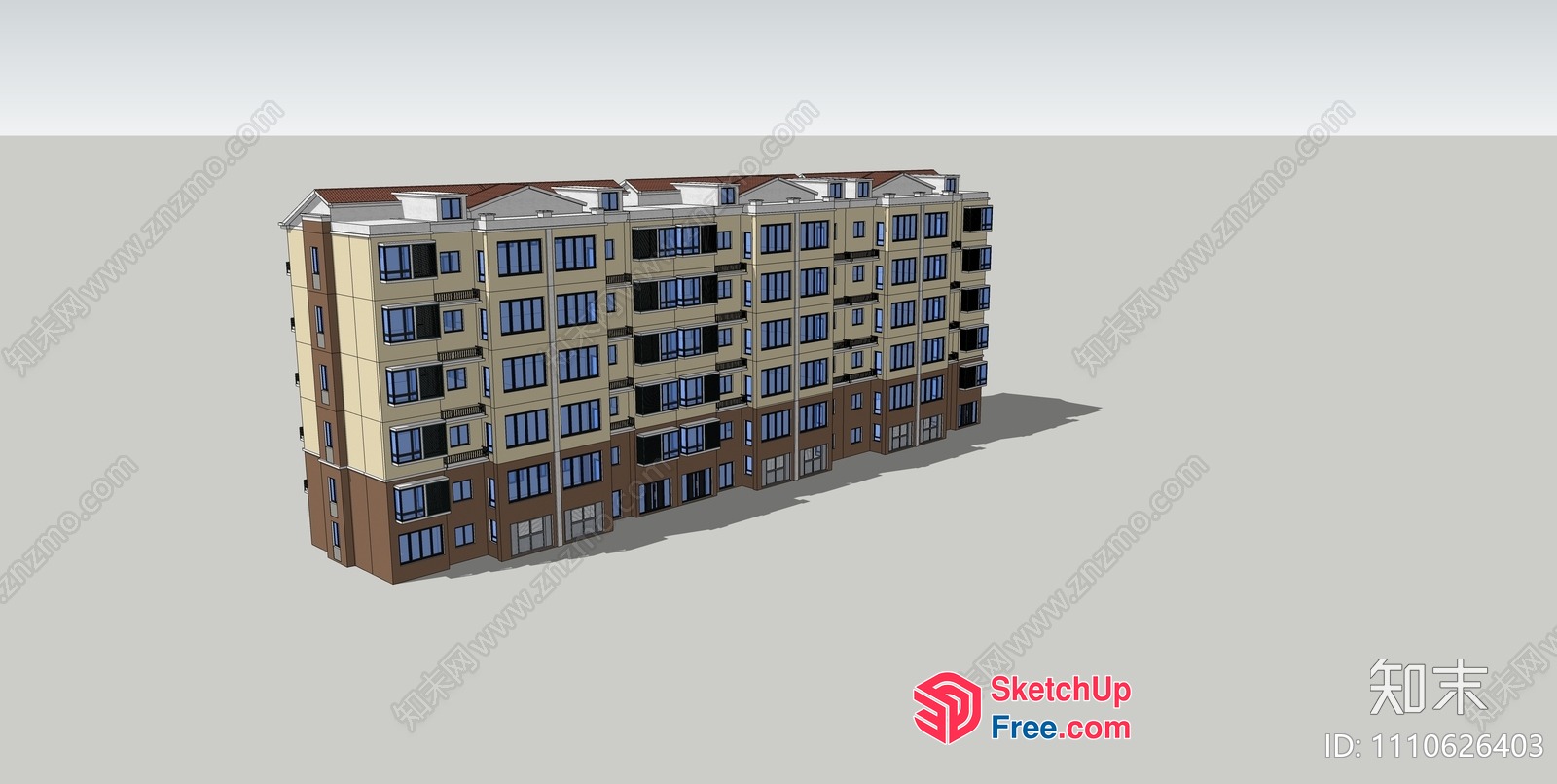 A Large Apartment Building With Multiple Floors And Windows 3D SketchUp File