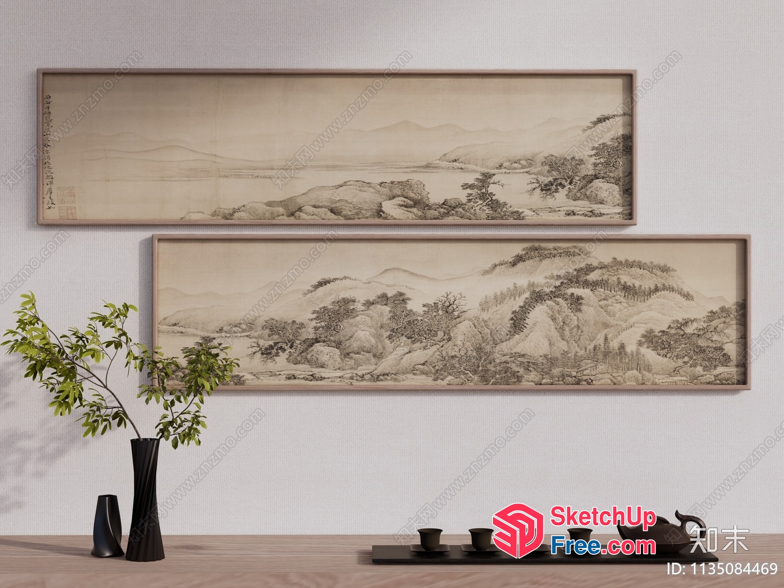 Minimalist Japanese-Style Landscape Artwork 3D SketchUp File