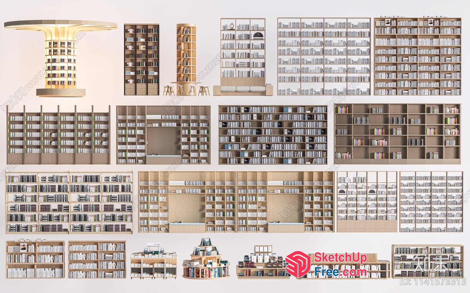 Library Bookshelf Arrangement 3D SketchUp File