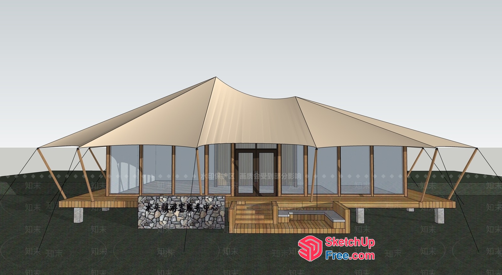 Modern Japanese-Style Tent House 3D SketchUp File