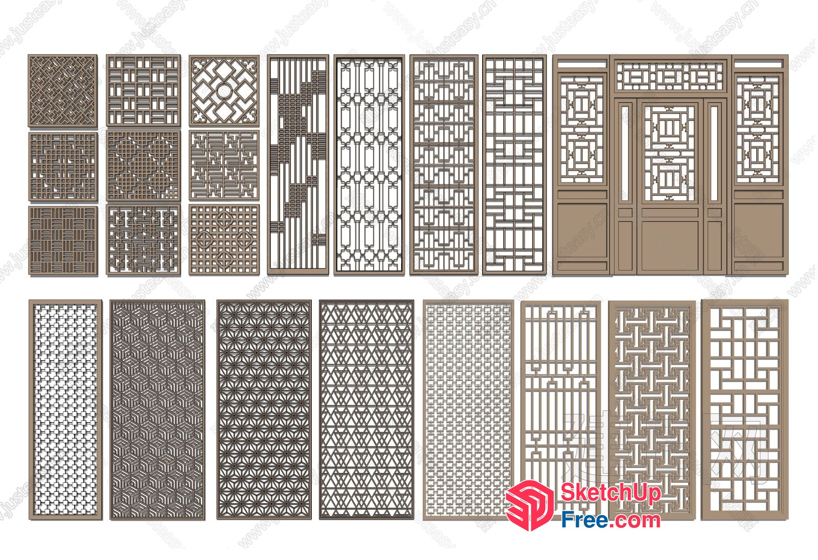 Decorative Screen Panels Collection 3D SketchUp File