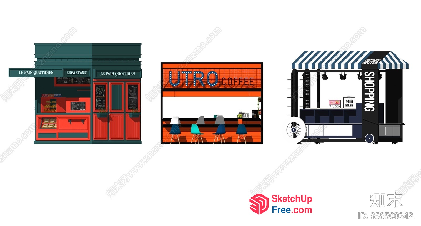 Exterior And Interior Design Of Various Commercial Spaces 3D SketchUp File