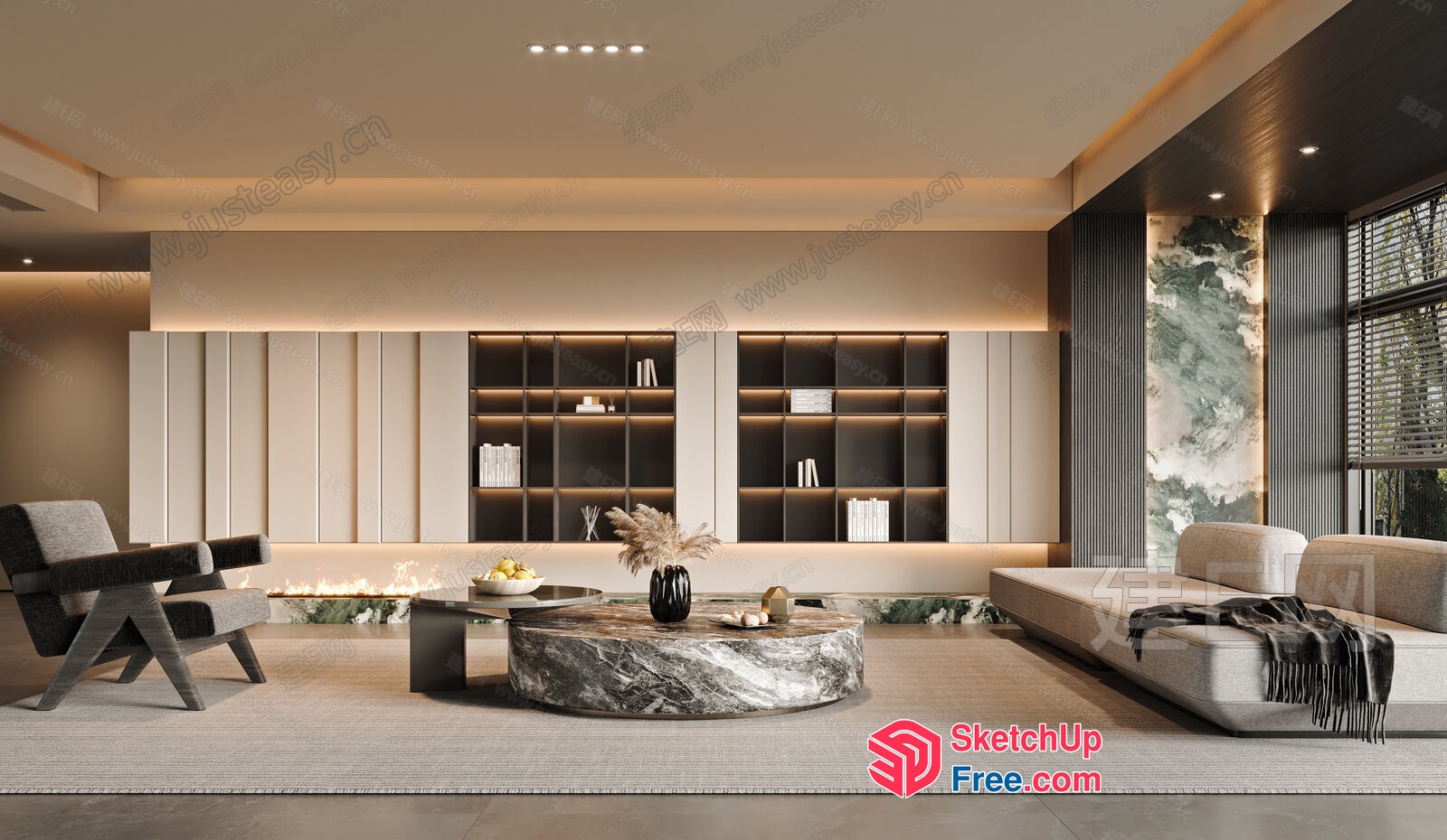 Elegant Living Room Design With Modern Furniture And Decor 3D SketchUp File