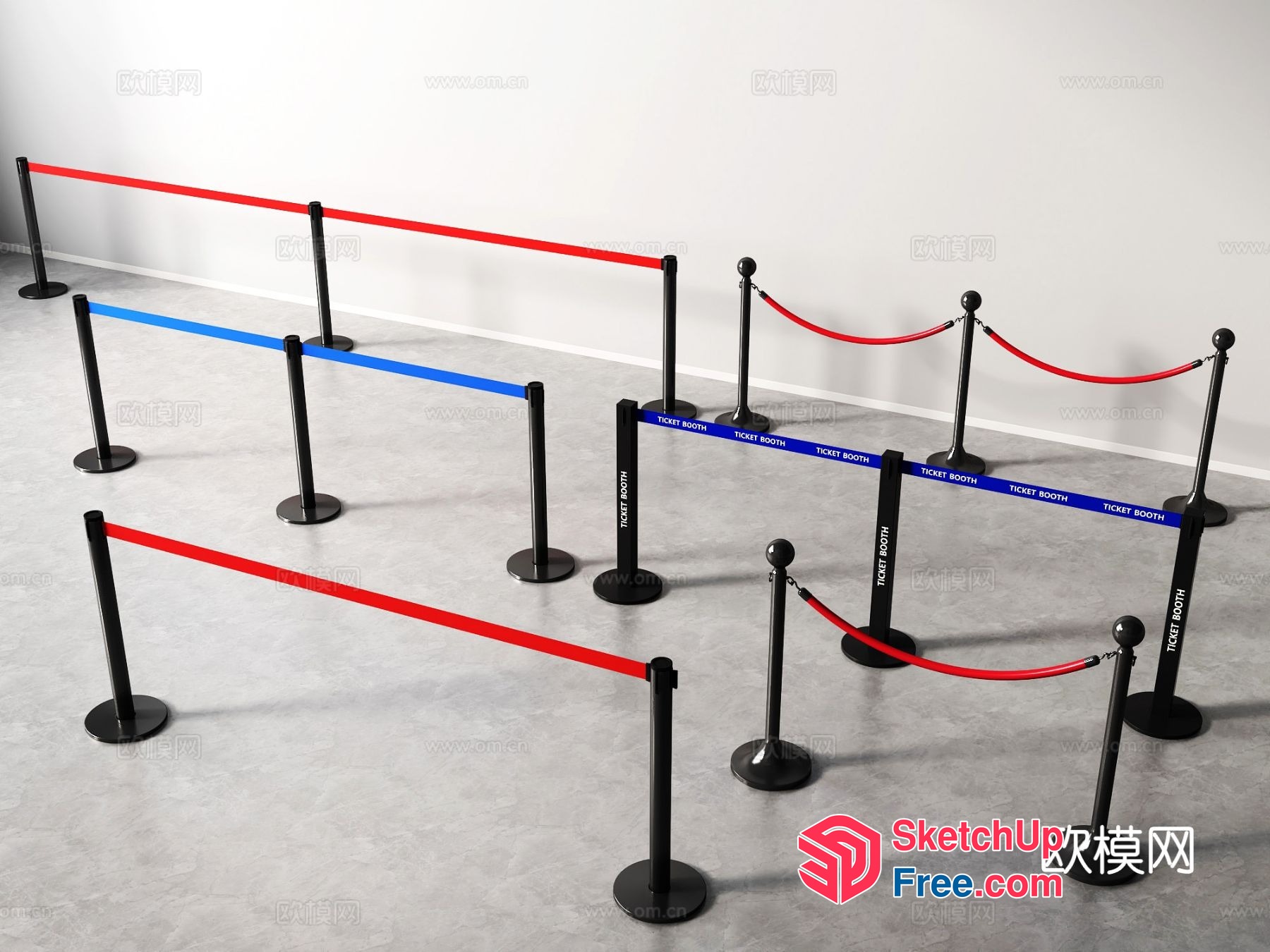 Ticket Booth Stanchions 3D SketchUp File