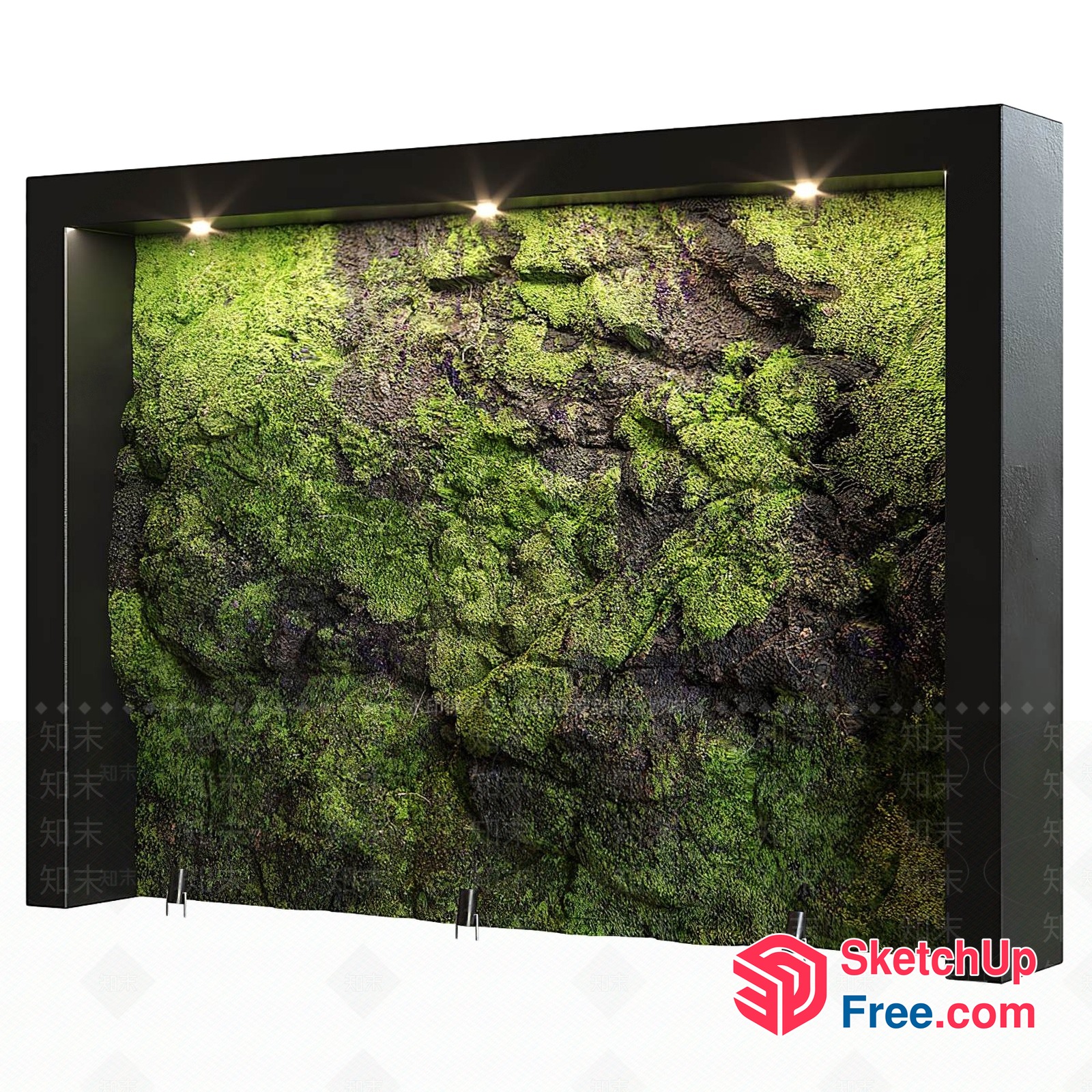Lush Green Mossy Wall Decor 3D SketchUp File