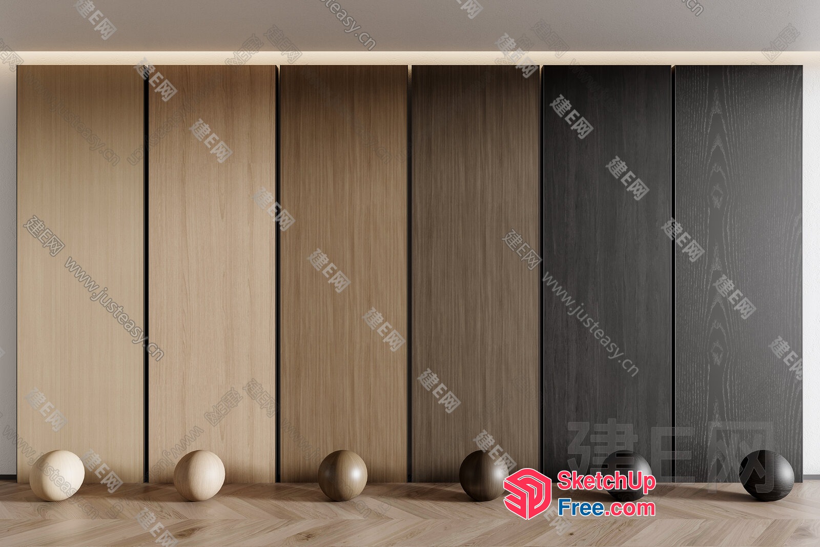 Wooden Ball Display With Minimalist Style 3D SketchUp File