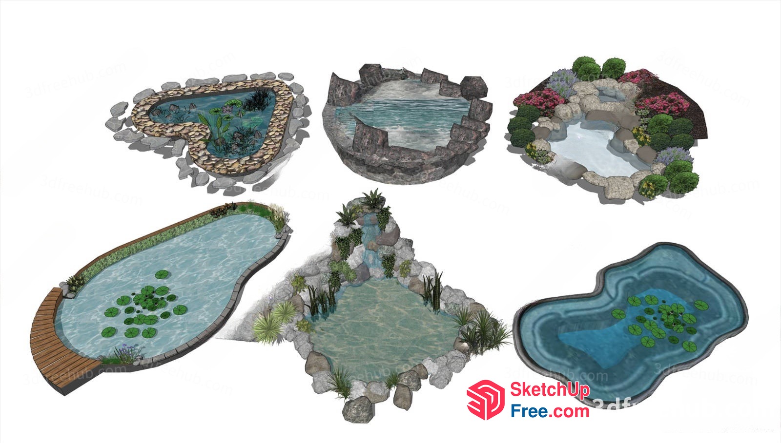 Pond Designs For Small Gardens 3D SketchUp File