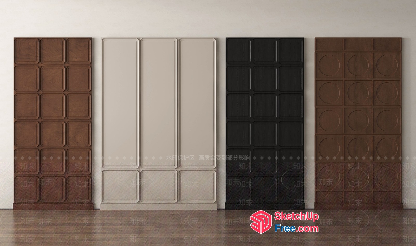 Four Panelled Room Divider 3D SketchUp File