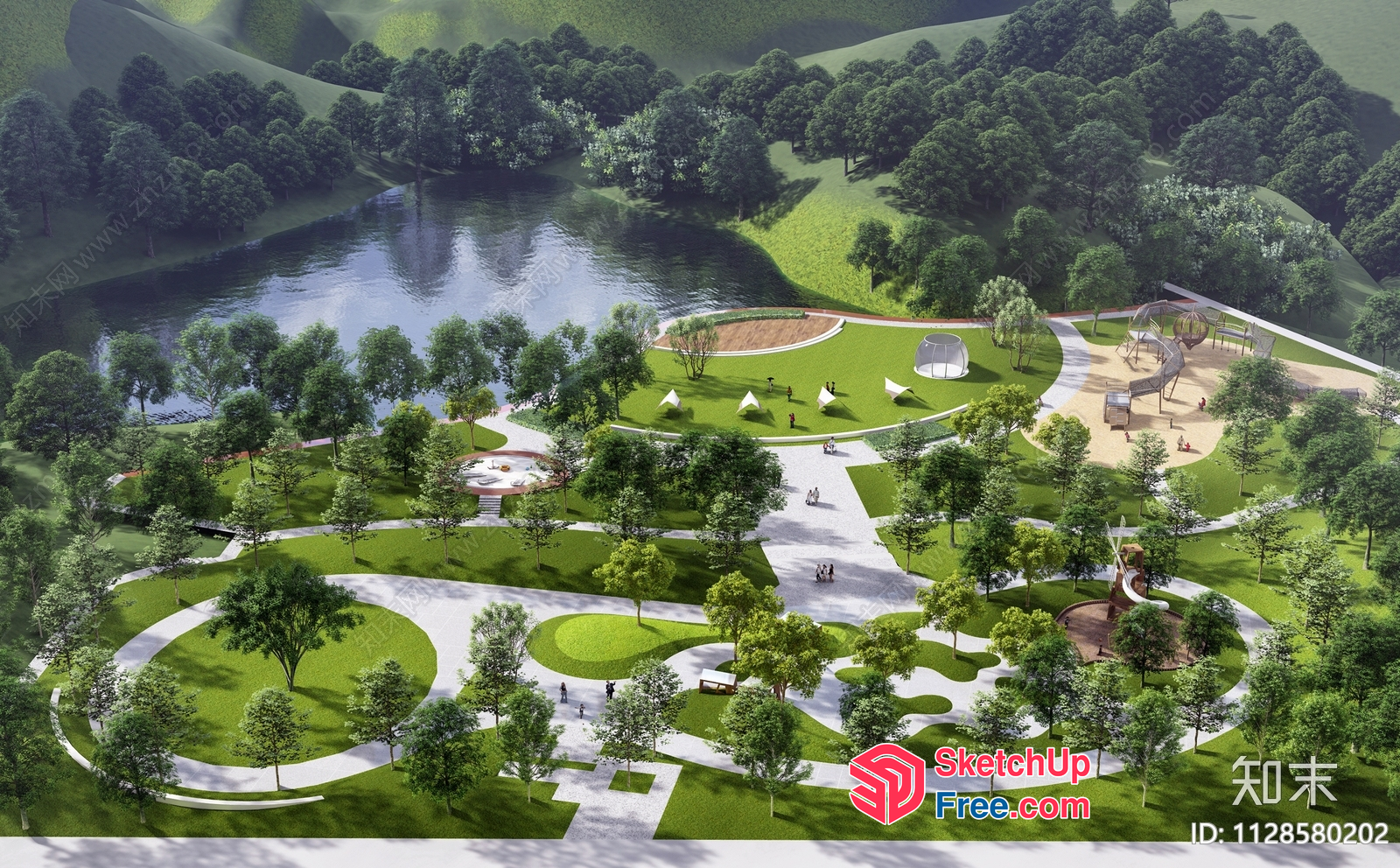 Serene Landscape Park With Modern Facilities 3D SketchUp File