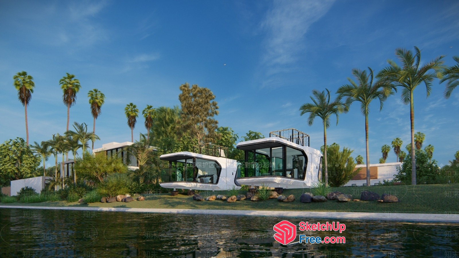 Futuristic Modern Villa Exterior 3D SketchUp File