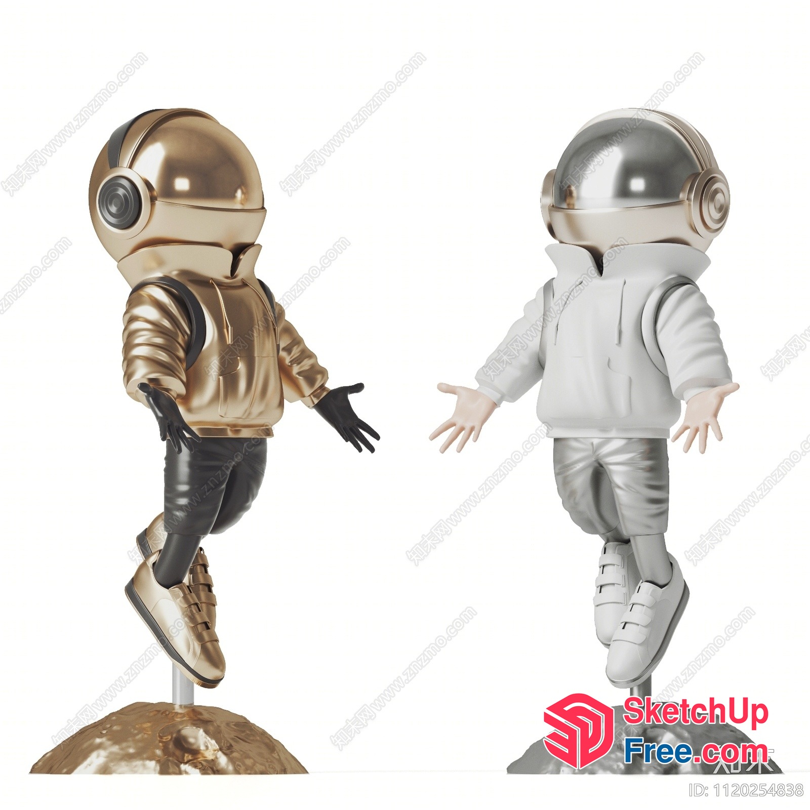Astronauts In Gold And Silver Suits 3D SketchUp File