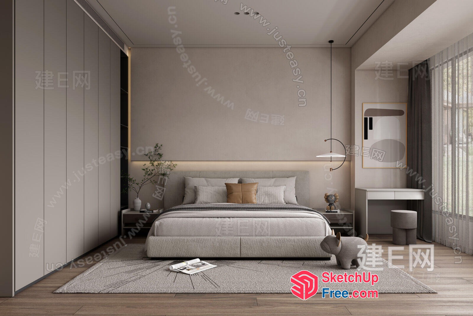 Modern Minimalist Bedroom Interior Design 3D SketchUp File