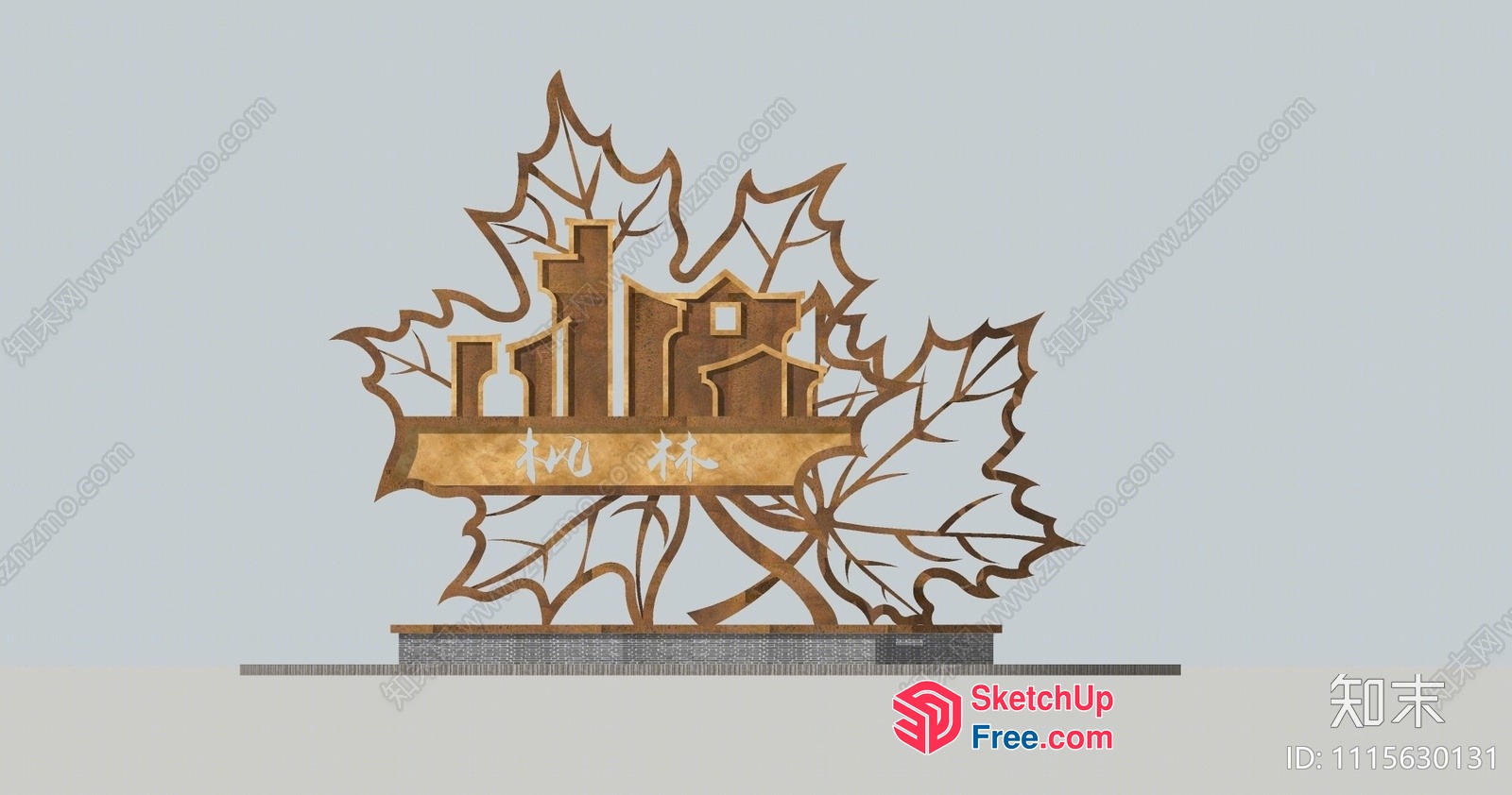 Autumnal Decorative Leaf And House Scene 3D SketchUp File