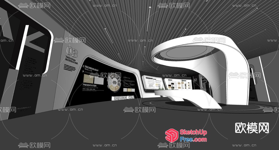 Futuristic Office Interior Design 3D SketchUp File