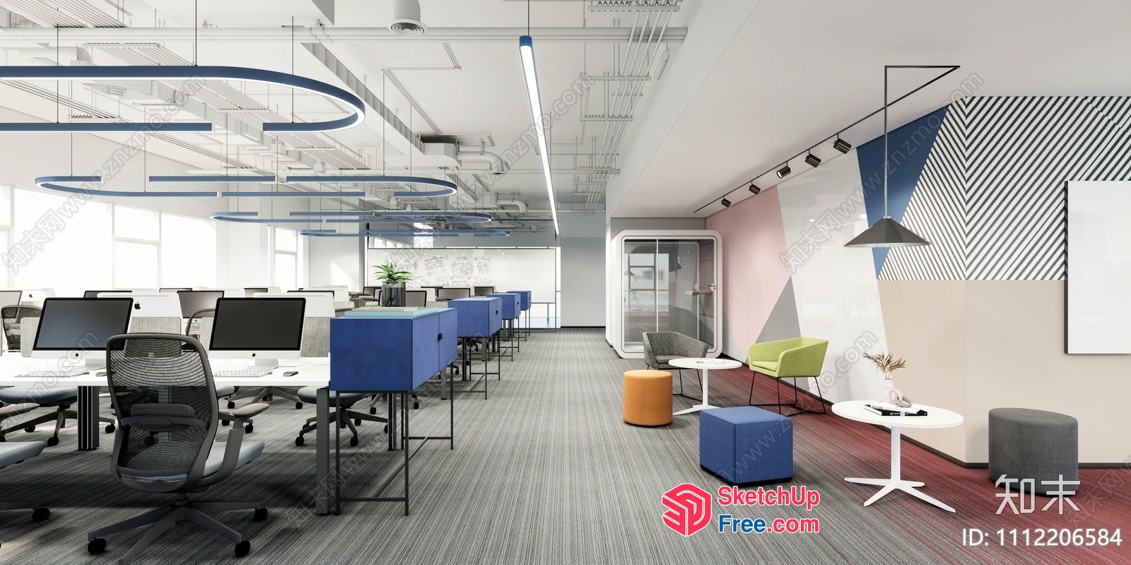 Modern Office Space With Sleek Furniture And Natural Light 3D SketchUp File