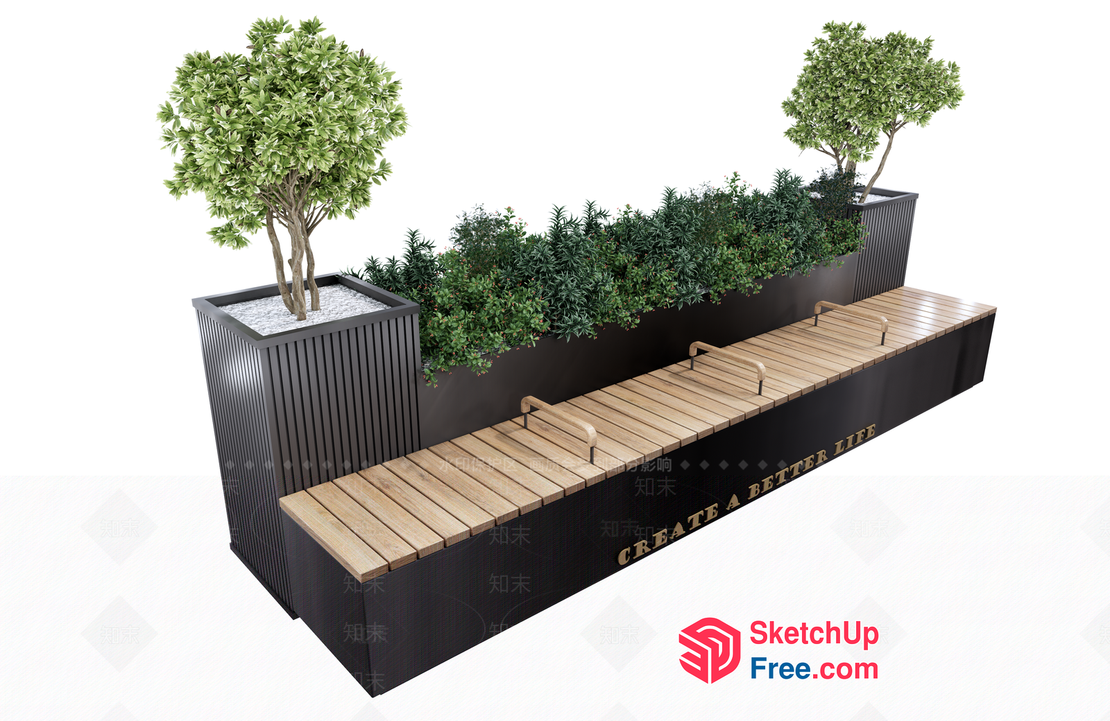 Modern Urban Outdoor Seating Area 3D SketchUp File