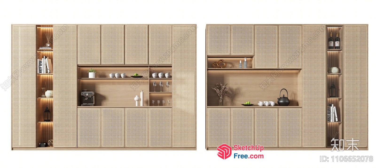 Elegant Modern Rattan Shelf 3D SketchUp File