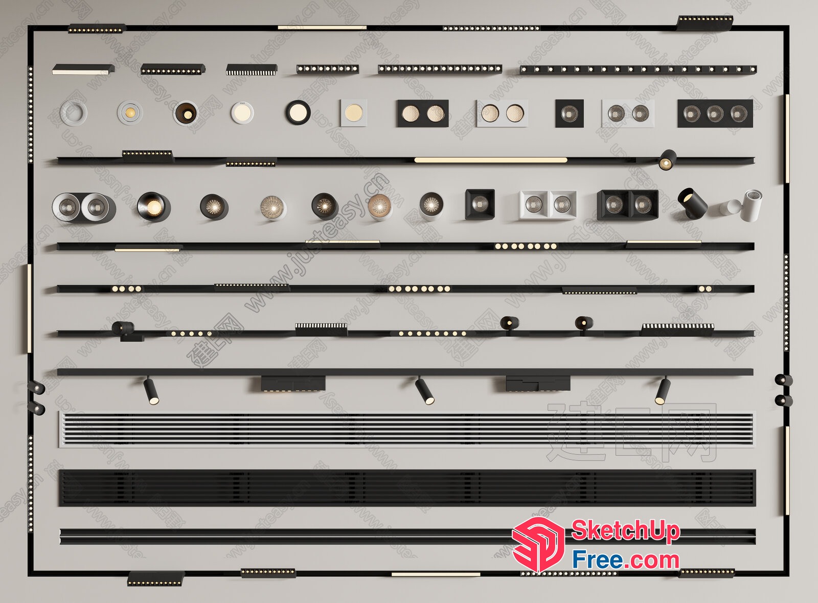 Modern Track Lighting Options 3D SketchUp File
