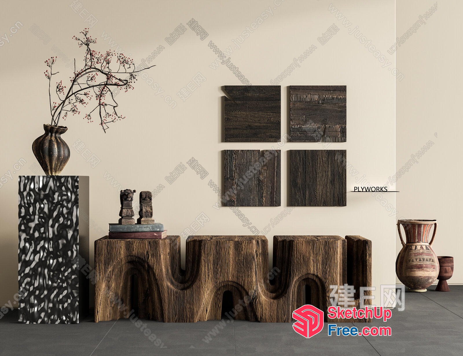 Stylish Modern Living Room Decor 3D SketchUp File