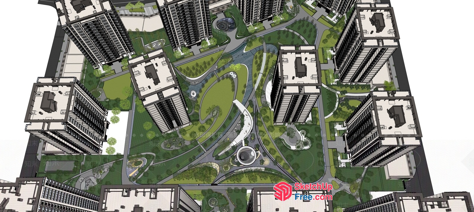 Modern Urban Residential Complex 3D SketchUp File