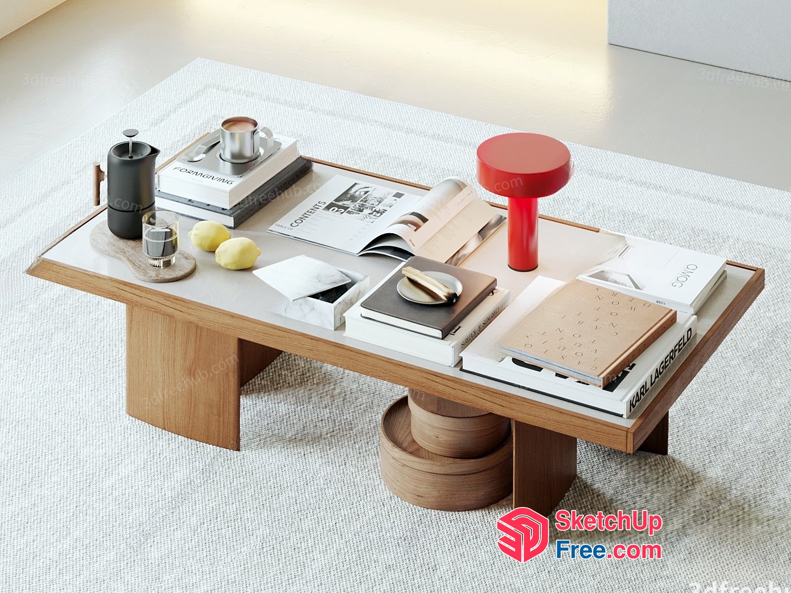 Coffee Table With A Variety Of Items On Top 3D SketchUp File