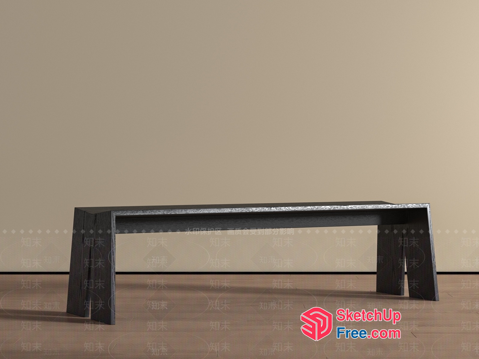 Simple Modern Grey Bench 3D SketchUp File