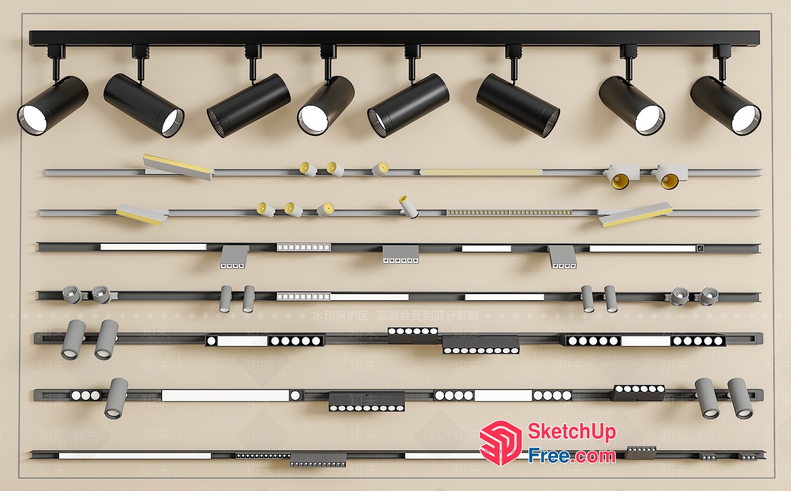 Track Lighting Fixtures 3D SketchUp File
