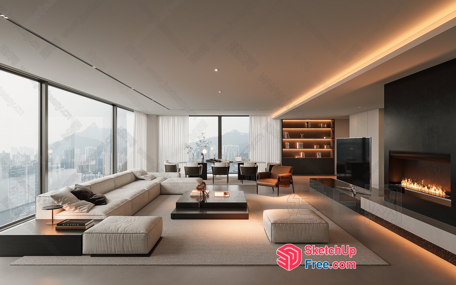 Modern Living Room With Minimalist Decor And Natural Light 3D SketchUp File