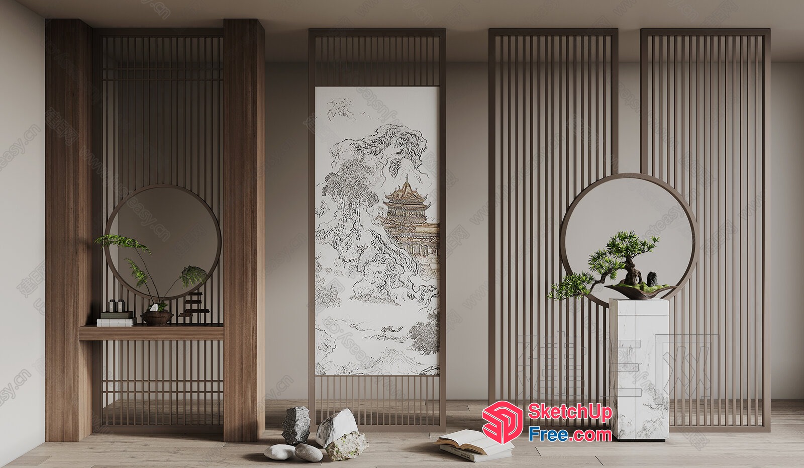 Elegant Japanese-Inspired Interior Decor 3D SketchUp File