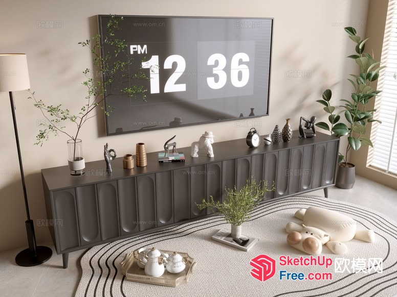 Modern Living Room With Neutral Color Scheme And Unique Furniture 3D SketchUp File